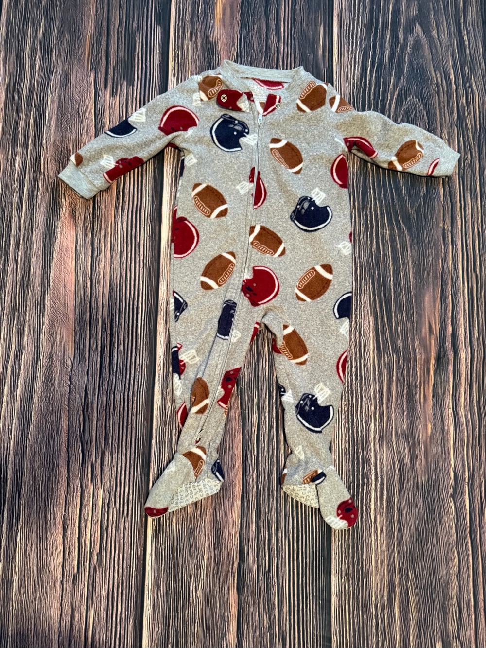 Carter’s Boys Football Fleece Footie Pajamas Size 12M